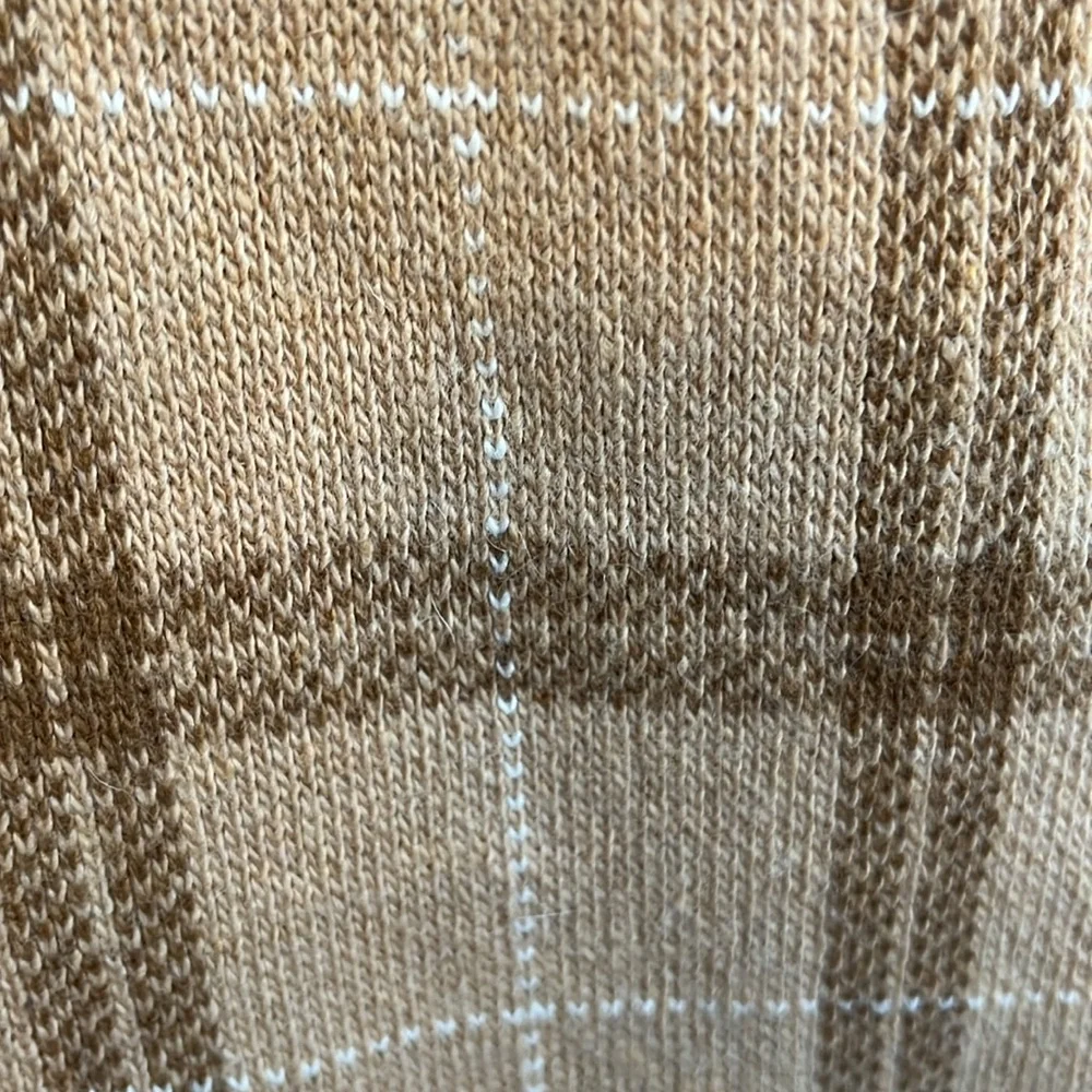 Brown,Tan,White Plaid Wool, Cashmere & Angora Blend Scarf Made n Italy 10”Wx66”L